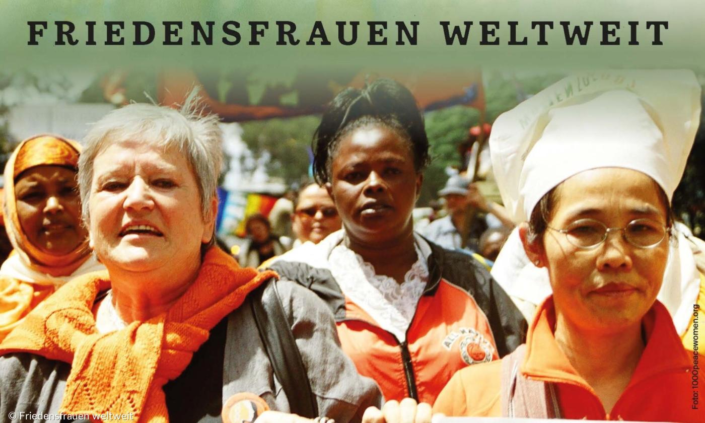 Foto mit Frauen aus aller Welt und Titel "Friedensfrauen weltweit"