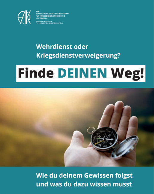 Cover der Broschüre „Finde DEINEN Weg! Wehrdienst oder Kriegsdienstverweigerung?“ (2. Auflage, 2025).
