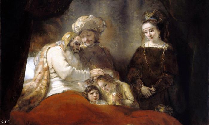 Jakob segnet Ephraim und Manasse (Rembrandt van Rijn, 1656).