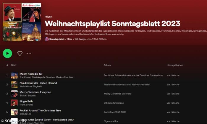 Die Weihnachtsplaylist auf Spotify