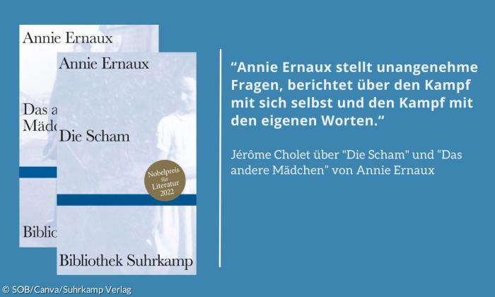 Zitat: "Annie Ernaux stellt unangenehme Fragen, berichtet über den Kampf mit sich selbst und den Kampf mit den eigenen Worten."