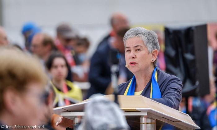 Irme Stetter-Karp, Praesidentin des Zentralkomitees der deutschen Katholiken (ZdK), beim 102. Deutschen Katholikentag in Stuttgart (29.05.2022)