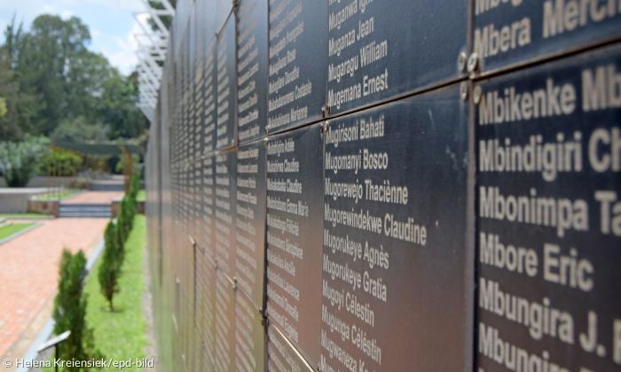Die "Wall of Names" im Kigali Genocide Memorial in Ruanda (Foto vom 15.11.2023).