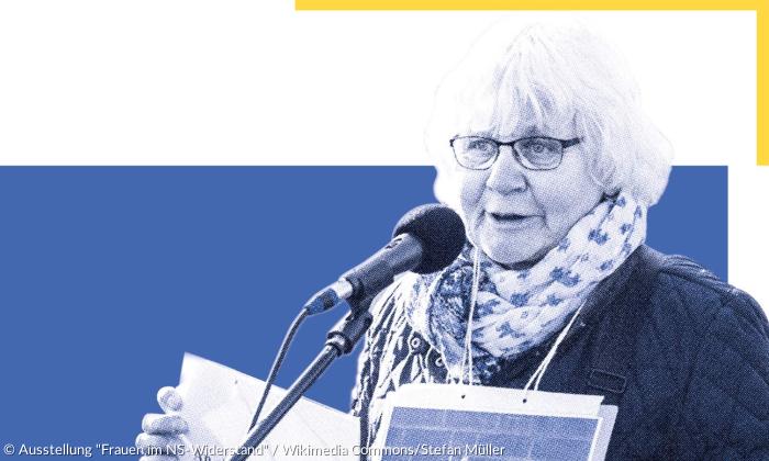 Irmela Mensah-Schramm entfernt oder verändert nationalsozialistische Parolen im öffentlichen Raum.