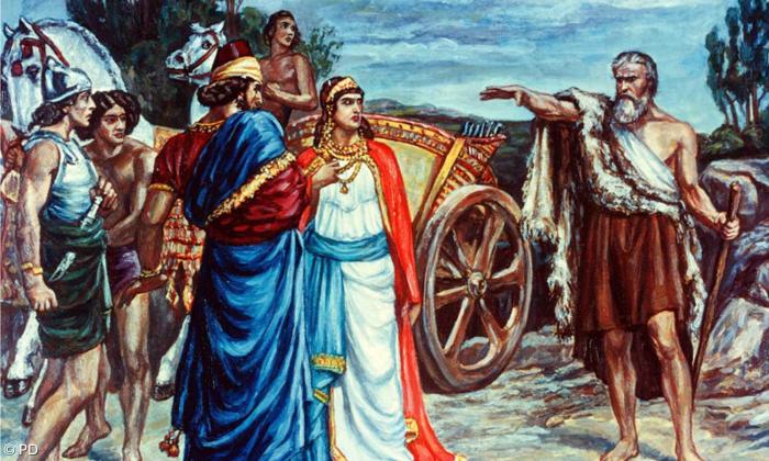 Jesabel und Ahab treffen Elia im Weinberg