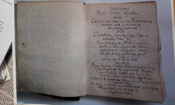 Kopie des Kollektenbüchleins von Pfarrer Hopfer in Augsburg 