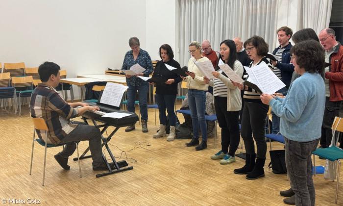 Der Chor der Friedenskirche bei der Probe
