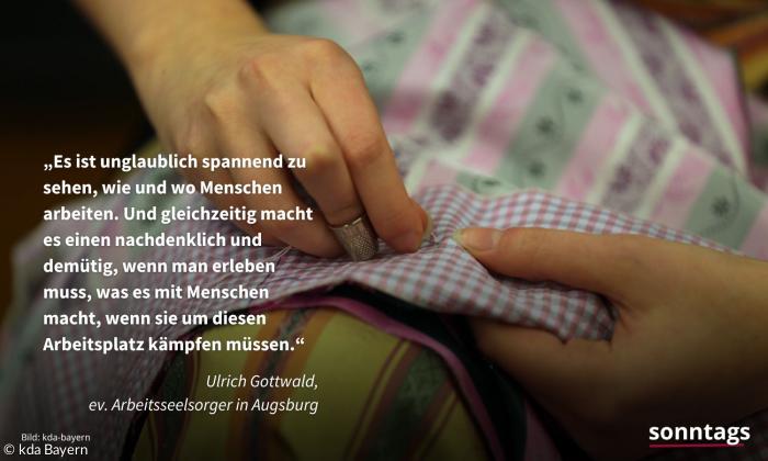 Hände, die nähen
