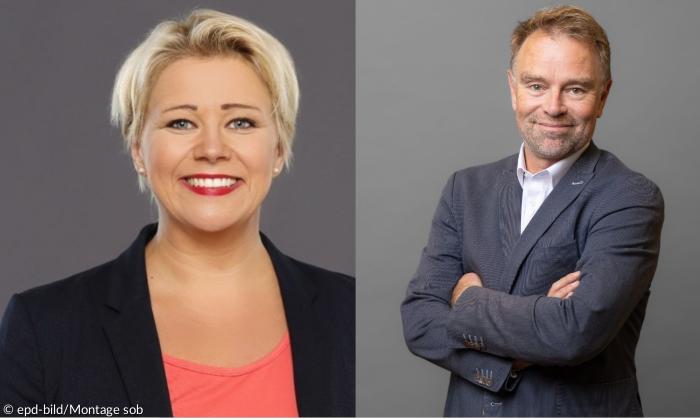 Links eine Frau, rechts ein Mann