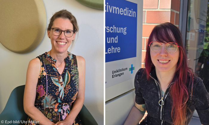 Links im Bild: Eva Förtsch, Nachbarin und Nichtverwandte Pflegende, rechts: Nadja Berger, Soziologin am NOCA-Projekt.