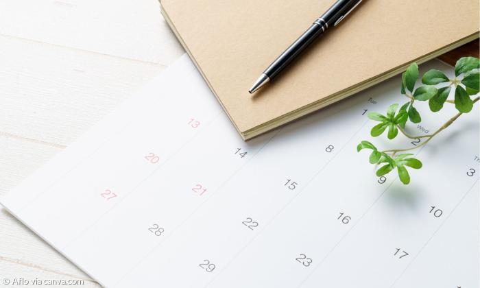 Terminkalender mit Pflanze
