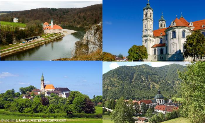 Vier Klöster in Bayern