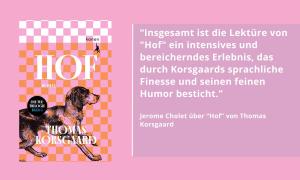 Buchcover von "Hof" zeigt einen Hund
