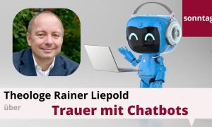 Titelbild für Youtube mit Foto eines Pfarrers und Chatbot